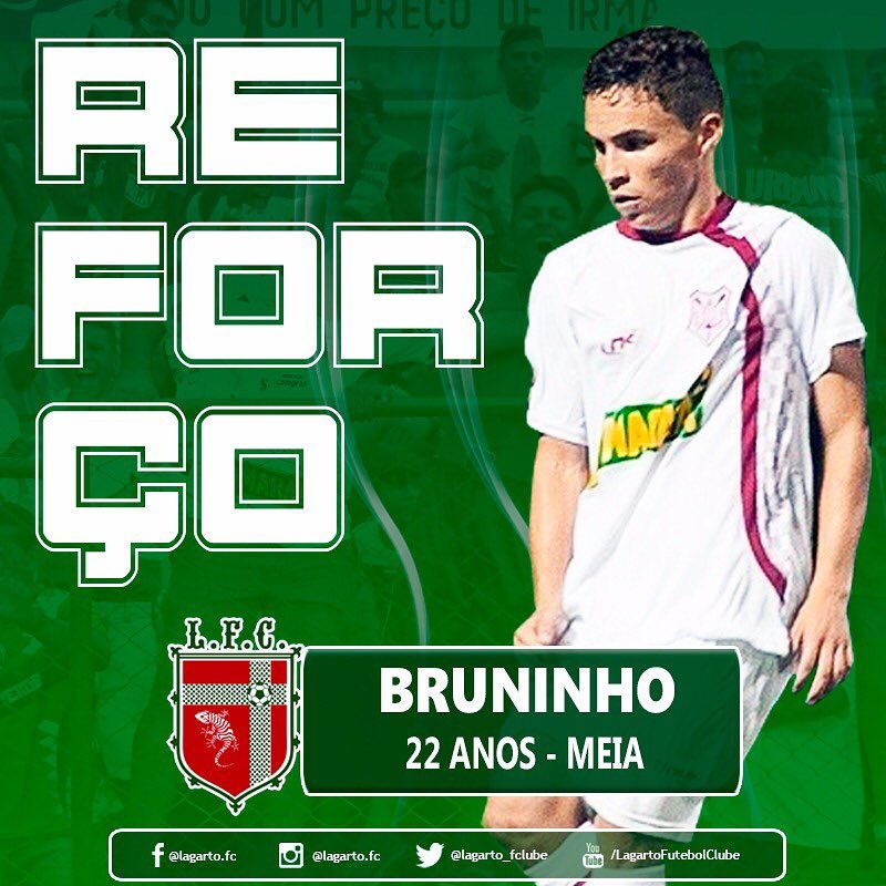 Meia Bruninho vai reforçar o elenco do Lagarto FC 