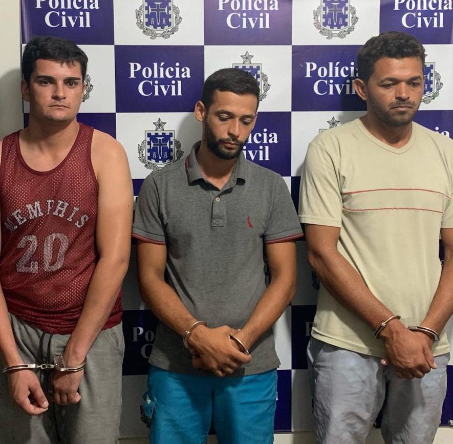 Leandro, Marcos e Sandro presos na Bahia (Foto: PC/BA) 