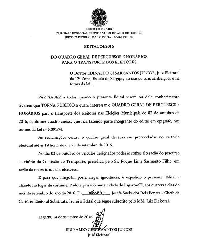 Edital da Justiça Eleitoral