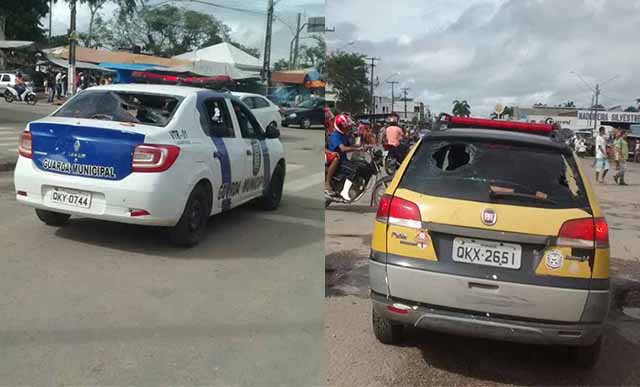 Segundo meios de comunicação, as viaturas foram atingidas a pedradas e os servidores à pauladas