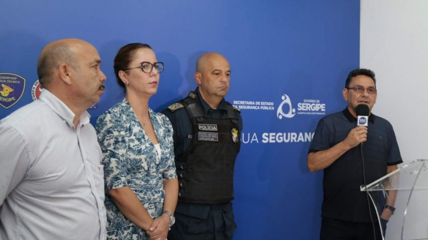 Cúpula da SSP expondo dados da segurança pública em Sergipe